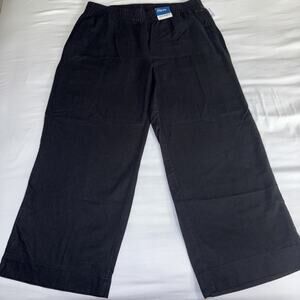 Old Navy Linen Blend Black High Rise Wide Leg Comfort Waist Pants Womens XL NWT